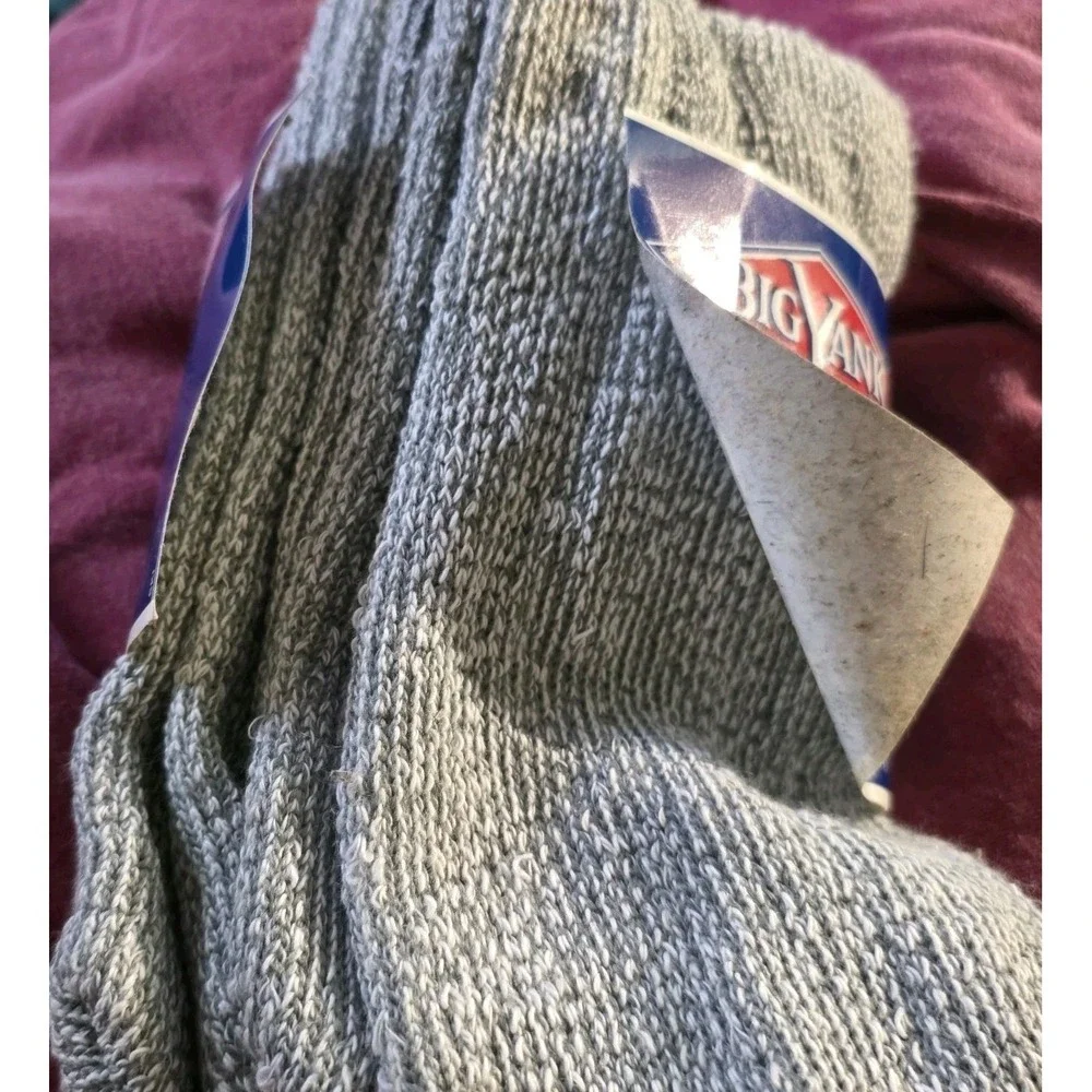 VTG 1999 Big Yank Thermal Socks Men's 10-15 2-Pack‎ Gray Red Wool Blend USA NOS